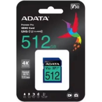 Flash Memory ADATA 512 GB SDXC UHS-I Class 10 ASDX512GUI3V30S-R