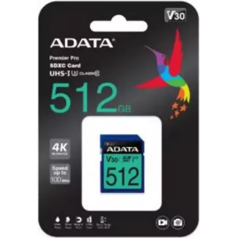 Flash Memory ADATA 512 GB SDXC UHS-I Class 10 ASDX512GUI3V30S-R