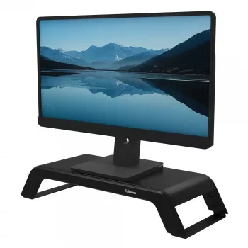 Fellowes arvutimonitori alus 3 kõrguse reguleerimisega - Hana LT monitori tõstuk - ergonoomiline reguleeritav monitori alus arvutitele - max kaal 22,6 kg - must