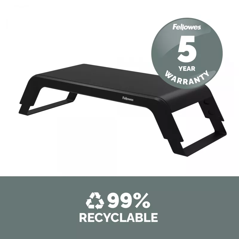 Fellowes arvutimonitori alus 3 kõrguse reguleerimisega - Hana LT monitori tõstuk - ergonoomiline reguleeritav monitori alus arvutitele - max kaal 22,6 kg - must