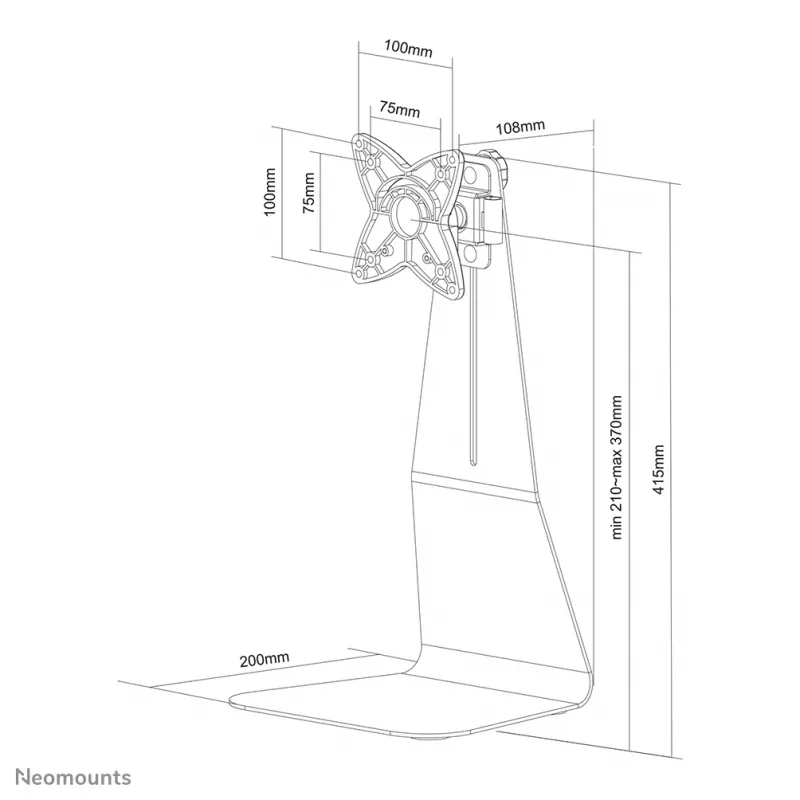 Neomounts FPMA-D800 monitorialus 10–27 tolli, vabalt seisev, 10 kg, 25,4 cm (10 tolli), 68,6 cm (27 tolli), 100 x 100 mm, hõbedane