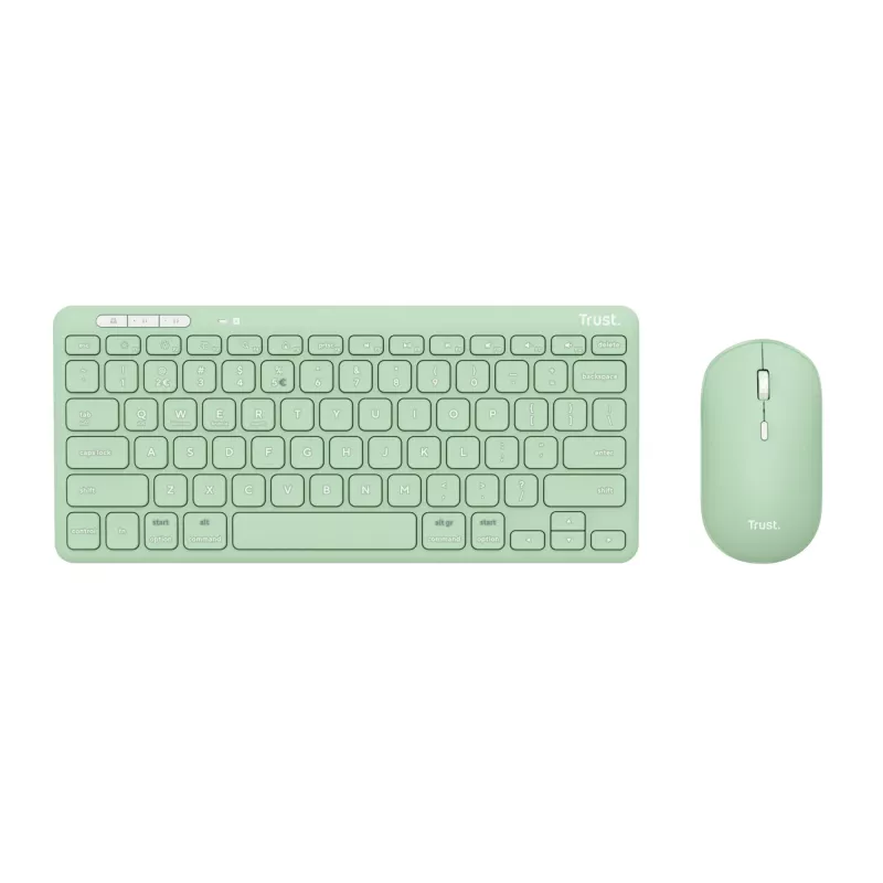Trust Lyra klaviatuur hiirega Office RF Wireless + Bluetooth QWERTY USA inglise Roheline