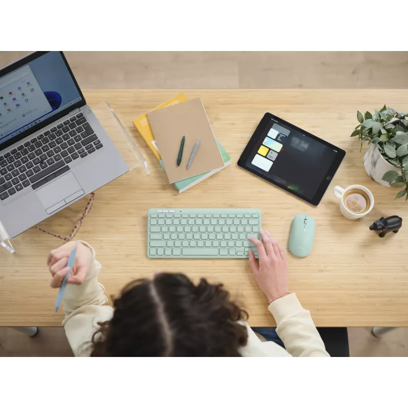 Trust Lyra klaviatuur hiirega Office RF Wireless + Bluetooth QWERTY USA inglise Roheline