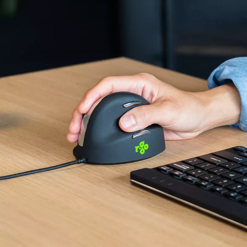 R-Go Tools Ergonomic hiir R-Go HE Break with break software, medium (hand size 165-185 mm), right-handed, Wired, Must