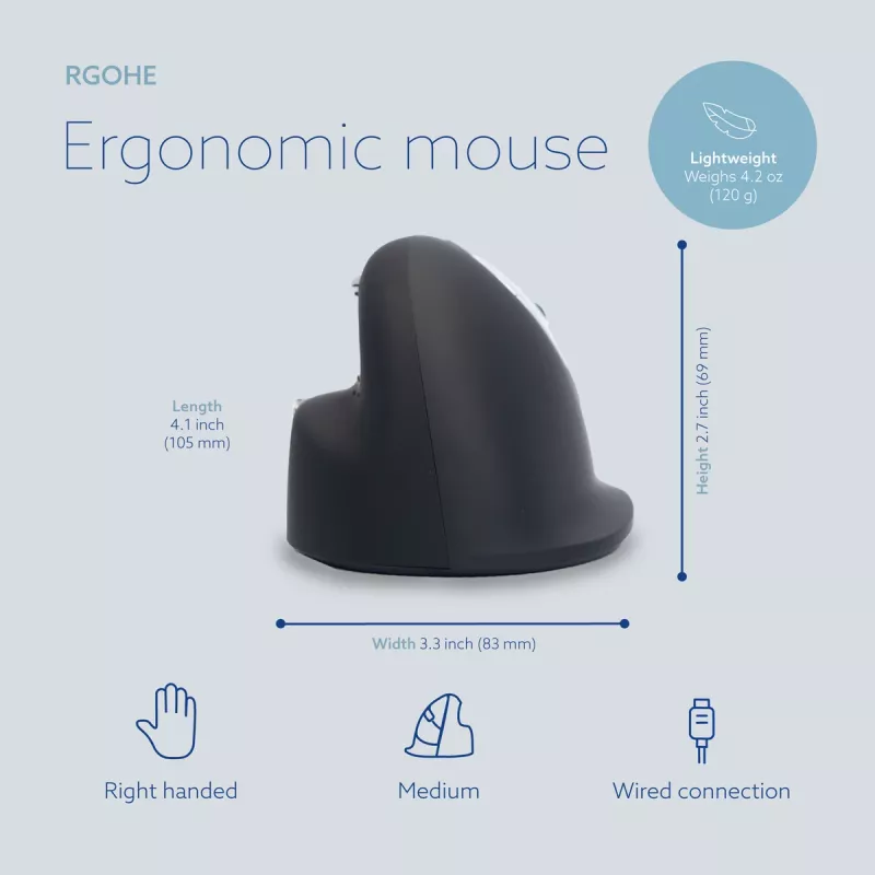 R-Go Tools Ergonomic hiir R-Go HE Break with break software, medium (hand size 165-185 mm), right-handed, Wired, Must