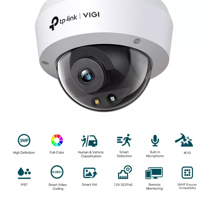 TP-Link VIGI C230 Dome IP turvakaamera Sise- ja välistingimustesse 2304 x 1296 pikslit Lakke paigaldatav