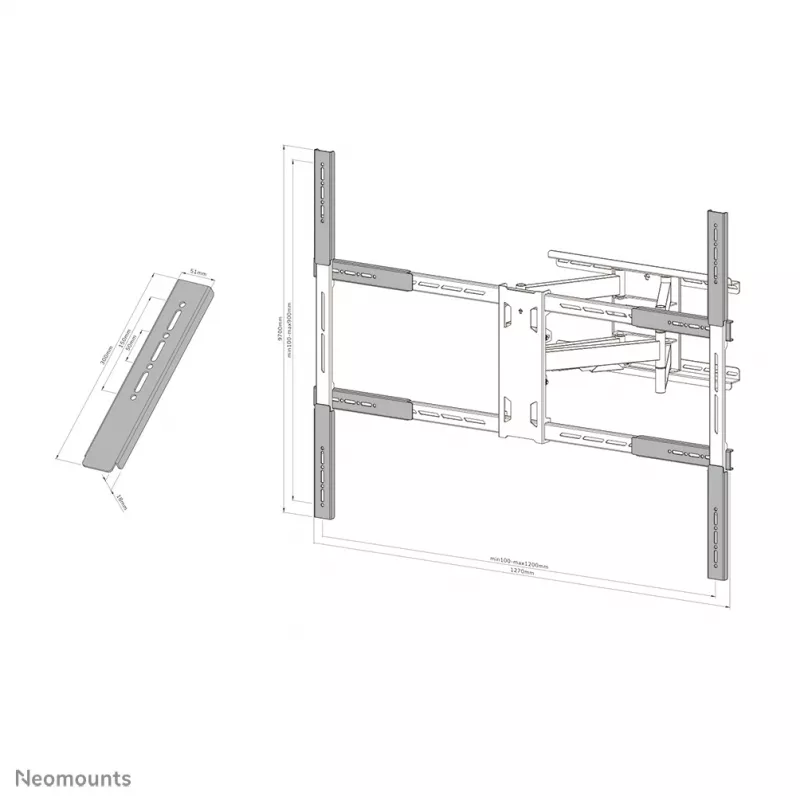 Neomounts AWLS-950BL1 VESA pikenduskomplekt 55-110 tolli - max 125 kg