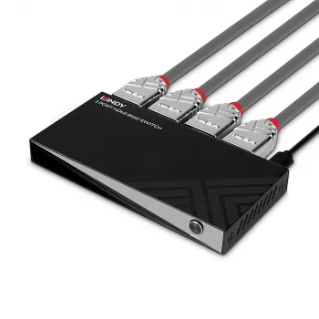 Lindy 3 pordiga HDMI 8K60 lüliti HDMI USB Micro-USB Must 4320p 48 Gbit/s