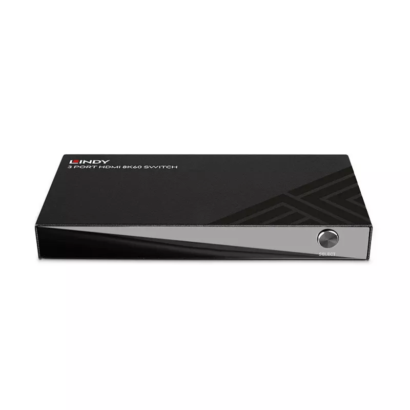 Lindy 3 pordiga HDMI 8K60 lüliti HDMI USB Micro-USB Must 4320p 48 Gbit/s