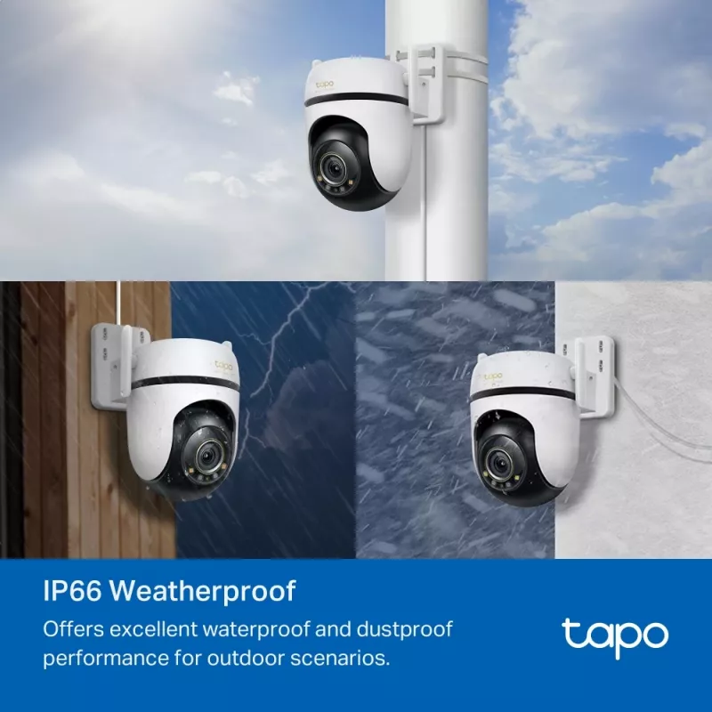 TP-Link välispanoraam-/kallutusega turvakaamera Wi-Fi kaudu SPETS: 3K 5MP (2880x1620), 2,4 GHz, 2 × välisantenni, 1 × Ethernet-port, horisontaalne 360°