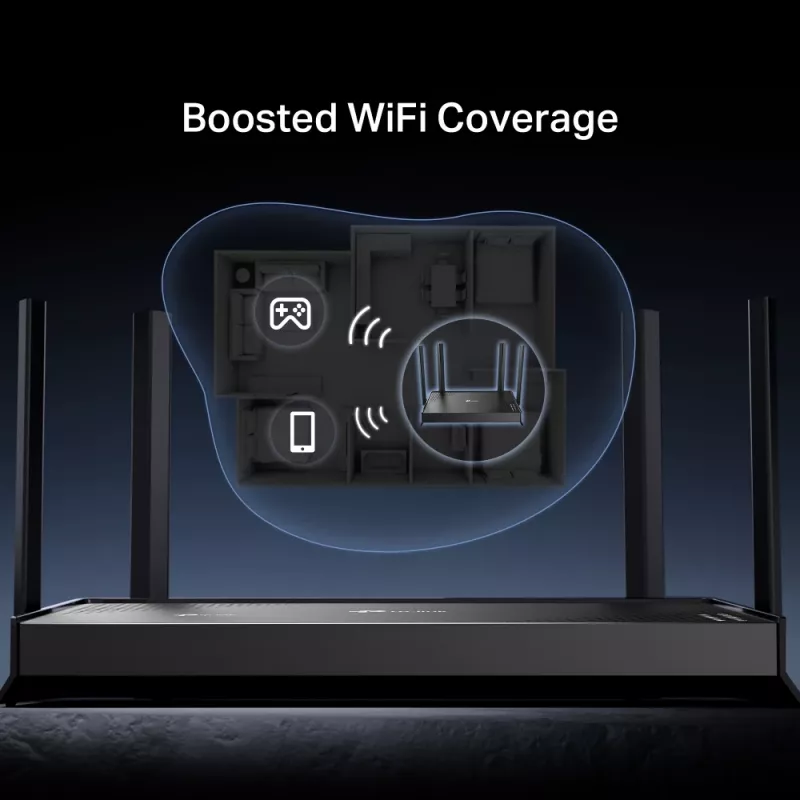TP-Link Archer BE220 juhtmevaba ruuter Gigabit Ethernet Kahesageduslik (2,4 GHz / 5 GHz) Must