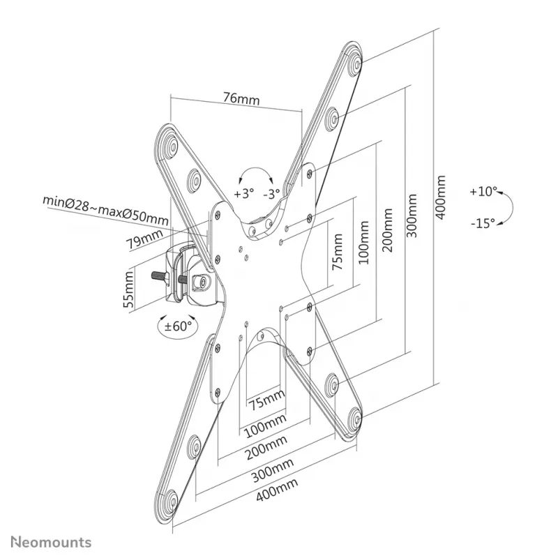 Neomounts TV postikinnitus FL40-430BL14 25 kg 32-55 tolli
