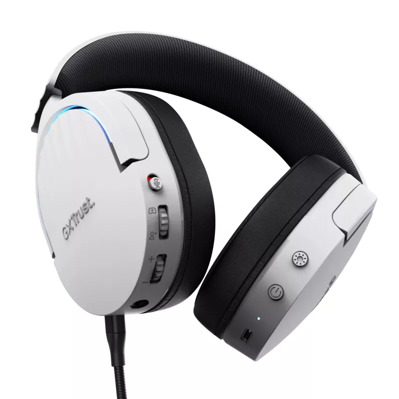 Trust GXT 491W FAYZO Peakomplekt Juhtmega ja juhtmevaba Peapael Mängimine USB USB-C Bluetooth Must, Valge