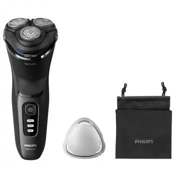 Elektriline pöörlev habemeajaja Philips 3000 Series S3244/12 – 3 pead, Märg ja kuiv, Li-Ion, 60 min tööaeg, hüpiktrimmer, pestav, must