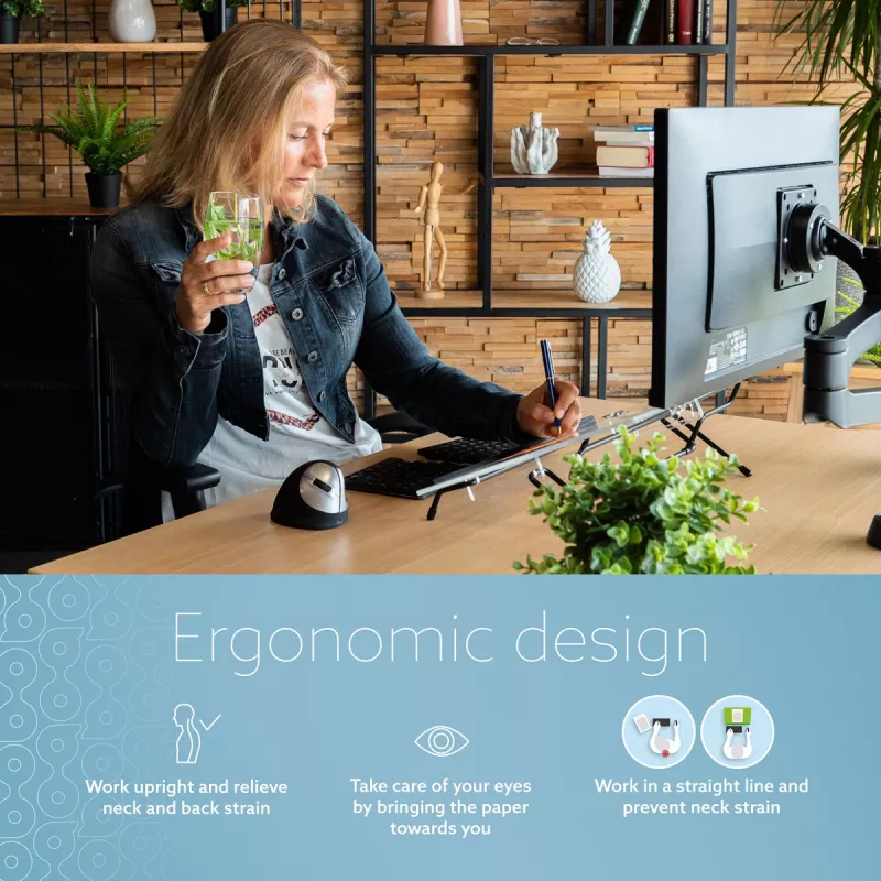 R-Go Tools Dokumendihoidja R-Go Flex Read, ergonoomiline, pehme poroloonist randmetoega, läbipaistev akrüül