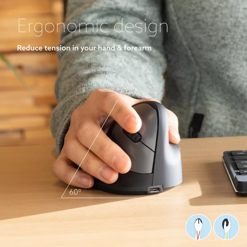 R-Go Tools Ergonoomiline hiir R-Go HE Break koos pausitarkvaraga, väike (käe suurus ˂165 mm), paremakäeline, juhtmega, must