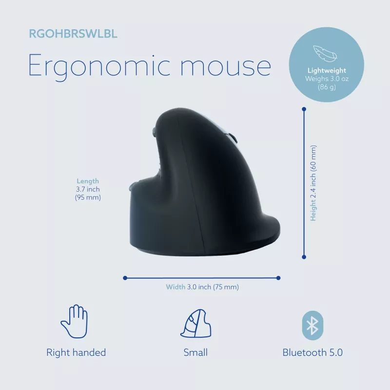R-Go Tools Ergonoomiline hiir R-Go HE Break koos pausitarkvaraga, väike (käe suurus ˂165 mm), paremakäeline, juhtmega, must