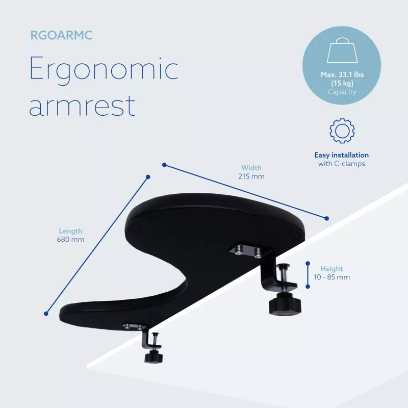 R-Go Tools käetugi R-Go, ergonoomiline, sümmeetriline, kõhulõikega, pehme vaht, must