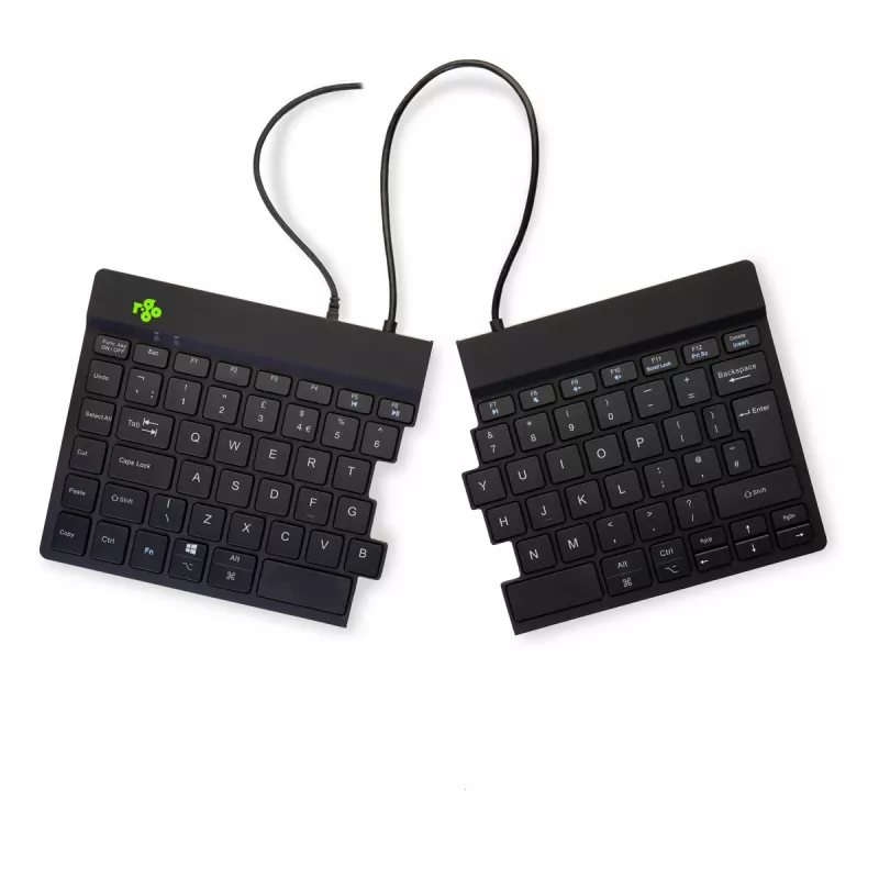 R-Go Tools ergonoomiline klaviatuur R-Go Split Break v2 koos pausitarkvaraga, ergonoomiline jagatud klaviatuur, QWERTY (UK), juhtmega, must
