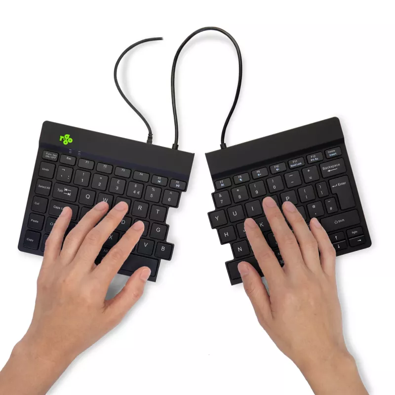 R-Go Tools ergonoomiline klaviatuur R-Go Split Break v2 koos pausitarkvaraga, ergonoomiline jagatud klaviatuur, QWERTY (UK), juhtmega, must
