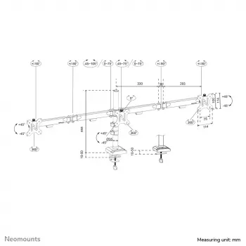 Lauamonitorihoidja Neomounts DS60-600BL3 Clamp/Grommet 10-27 tolli
