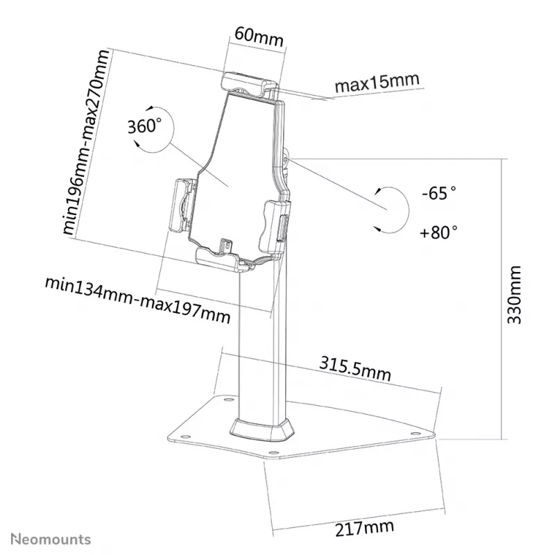 Neomounts TABLET-D150SILVER tahvelarvuti alus lauale 7.9-10.5 tolli - lukustatav - universaalne