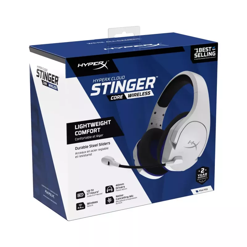 HyperX Cloud Stinger Core - Juhtmevaba mänguri peakomplekt (valge-sinine) - PS5-PS4