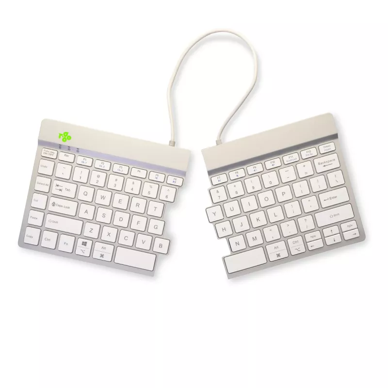 R-Go Tools Ergonoomiline klaviatuur R-Go Split Break koos pausitarkvaraga, ergonoomiline poolitatud klaviatuur, QWERTY (US), Bluetooth, valge
