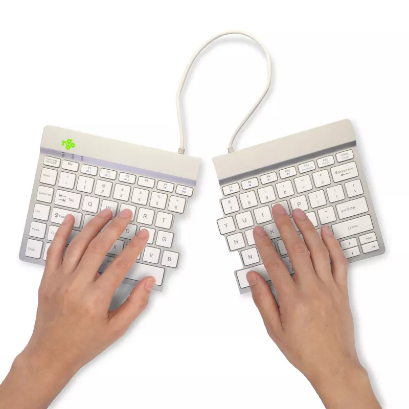 R-Go Tools Ergonoomiline klaviatuur R-Go Split Break koos pausitarkvaraga, ergonoomiline poolitatud klaviatuur, QWERTY (US), Bluetooth, valge