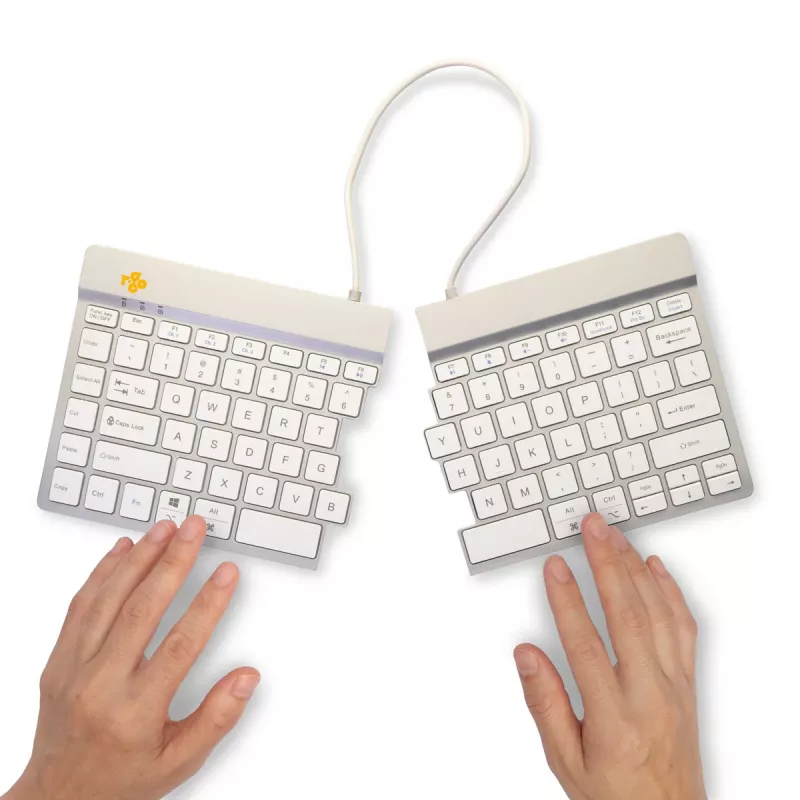 R-Go Tools Ergonoomiline klaviatuur R-Go Split Break koos pausitarkvaraga, ergonoomiline poolitatud klaviatuur, QWERTY (US), Bluetooth, valge