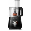 Philips Viva Collection HR7510/10 kompaktne köögikombain, mille kausi maht on 2,1 L ja võimsus 800 W. Sellel on elegantne must disain ja pöördnupp.