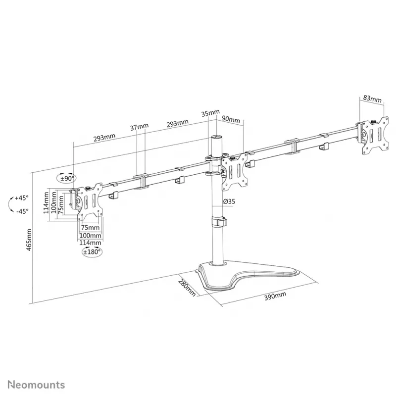 Neomounts monitori lauajalg FPMA-D550DD3Must Vabaltseisev 6 kg 13-27 tolli