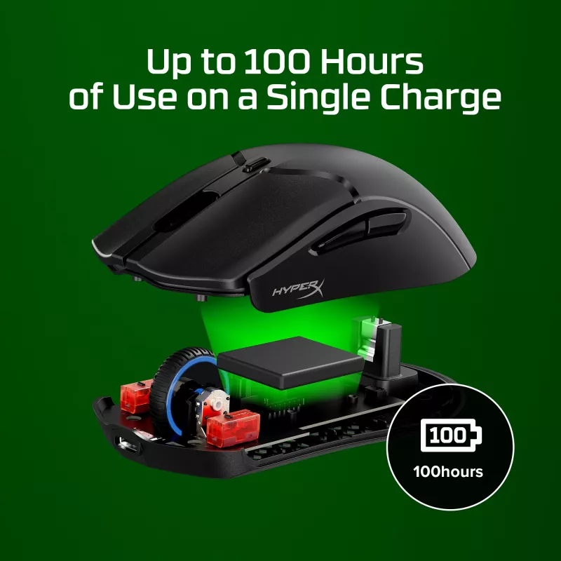Juhtmevaba mänguriir KINGSTON HyperX Pulsefire Haste 2 Mini — mõlemakäeline, 26 000 DPI, RF/Bluetooth/USB