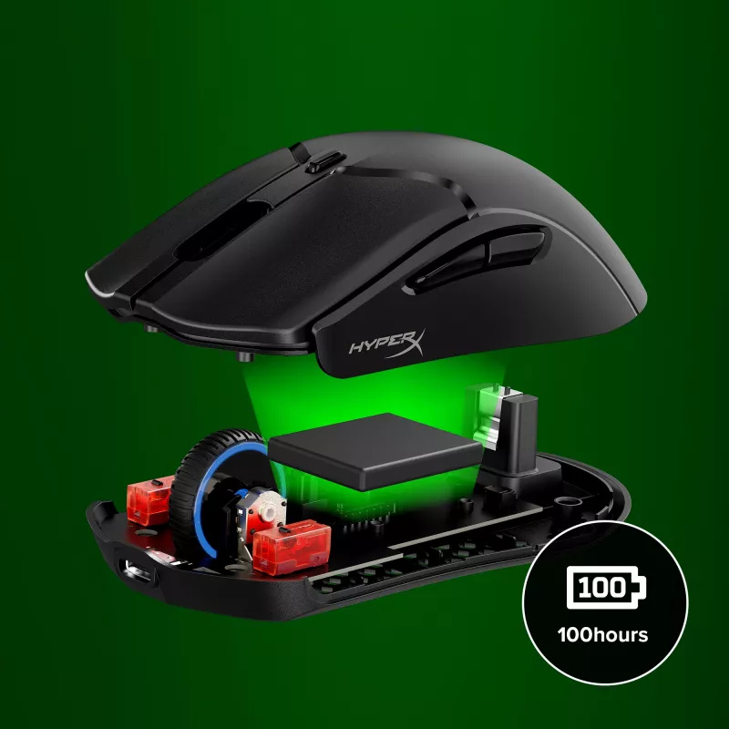 Juhtmevaba mänguriir KINGSTON HyperX Pulsefire Haste 2 Mini — mõlemakäeline, 26 000 DPI, RF/Bluetooth/USB