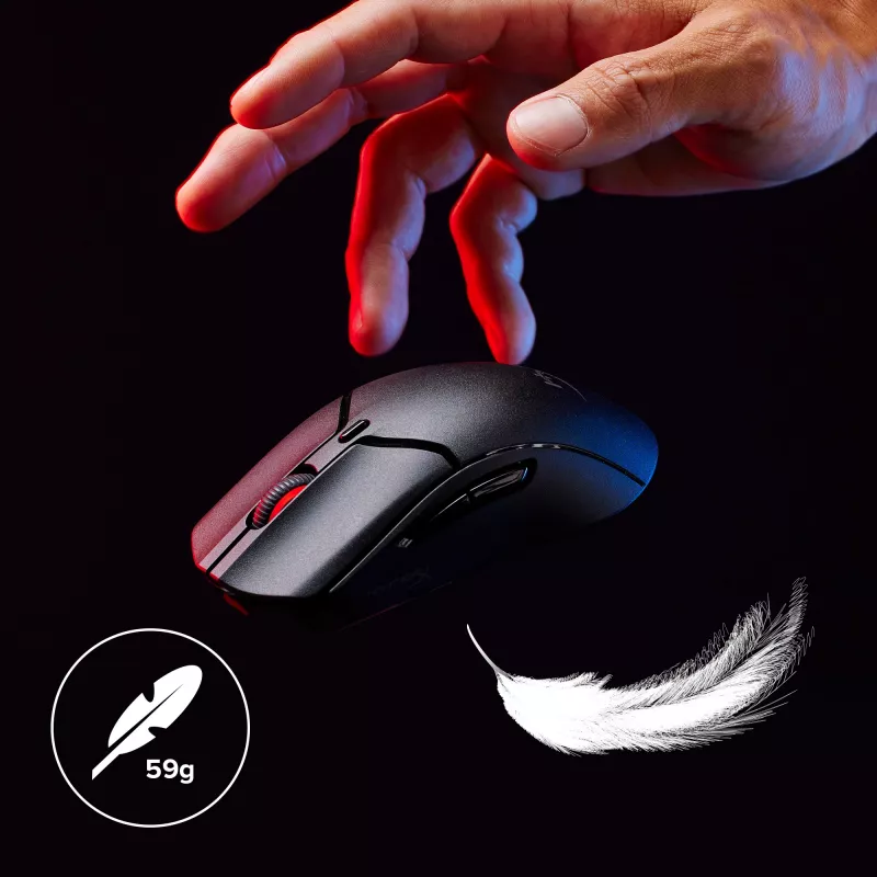 Juhtmevaba mänguriir KINGSTON HyperX Pulsefire Haste 2 Mini — mõlemakäeline, 26 000 DPI, RF/Bluetooth/USB