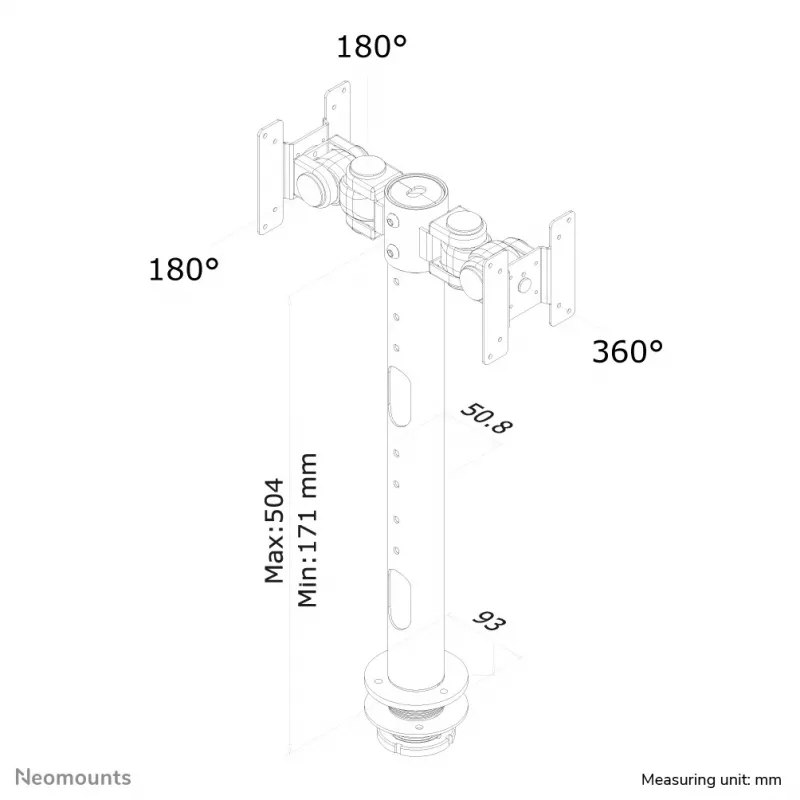 Neomounts FPMA-D050DMust Monitori käsi 10-30 tolli, läbiviiguga, 10 kg, 25.4 cm (10 tolli), 76.2 cm (30 tolli), 100 x 100 mm, Must