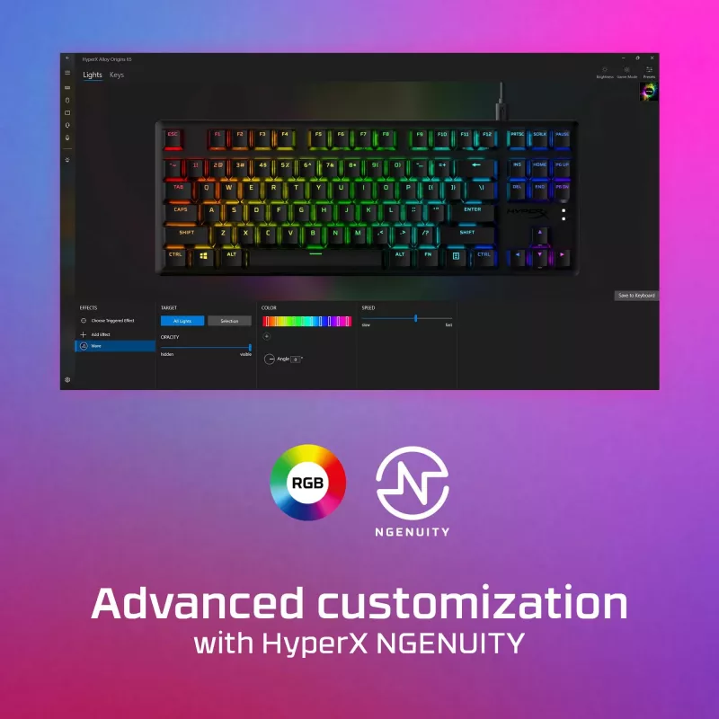 HyperX Alloy Origins Core – mehaaniline mänguriklaviatuur – HX Blue (USA paigutus)