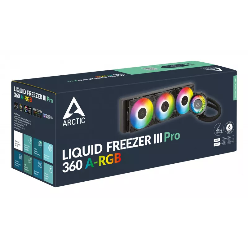 ARCTIC Liquid Freezer III Pro 360 A-RGB - Mitmekompatiiblik ühes tükis CPU vesijahuti A-RGB-ga