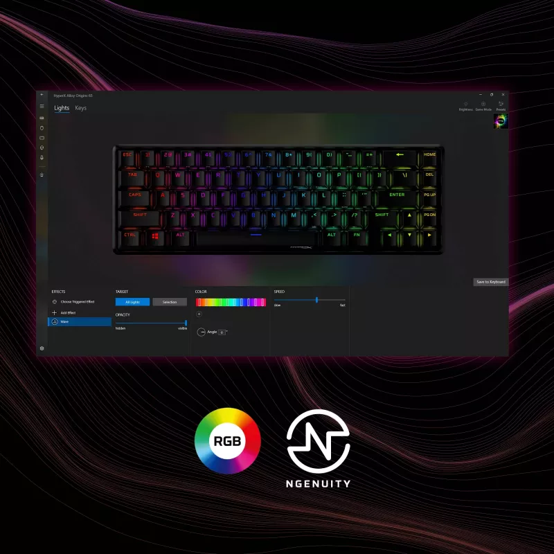 HyperX Alloy Origins 65 mehaaniline mänguklaviatuur HX Red juhtmega RGB