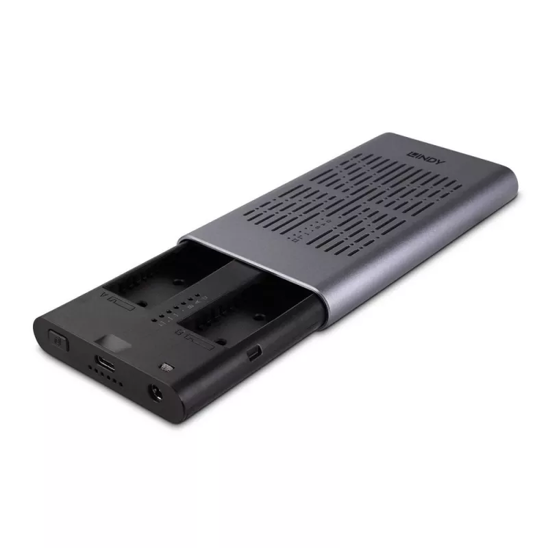 Lindy USB 3.2 Gen 2x2 kahe M.2 NVMe SSD-korpuse kloonimisfunktsiooniga