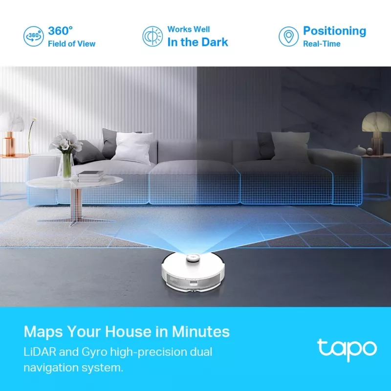 TP-Link Tapo LiDAR-navigatsiooniga robot-tolmuimeja ja -mopiga