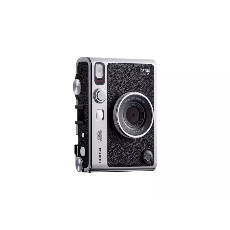 Hetkprintkaamera Fujifilm Instax Mini Evo — 1/5-tolline CMOS, 2560×1920, 3-tolline TFT, 1/8000–0,25 s katik, sisseehitatud välklamp, 285 g, hõbedane/must