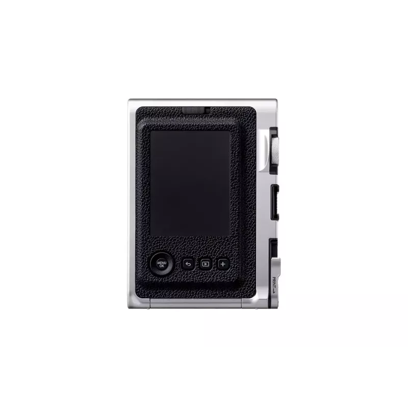 Hetkprintkaamera Fujifilm Instax Mini Evo — 1/5-tolline CMOS, 2560×1920, 3-tolline TFT, 1/8000–0,25 s katik, sisseehitatud välklamp, 285 g, hõbedane/must