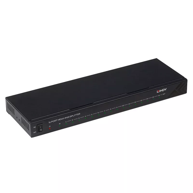 Lindy 16 pordiga HDMI 4K60 jaotur 16x HDMI 3840x2160 Must