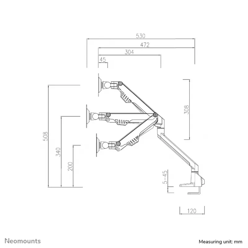 Neomounts FPMA-D750DValge2 monitorihoidik 10-32 tolli - gaasvedru - Topfix - 180°-tõkis