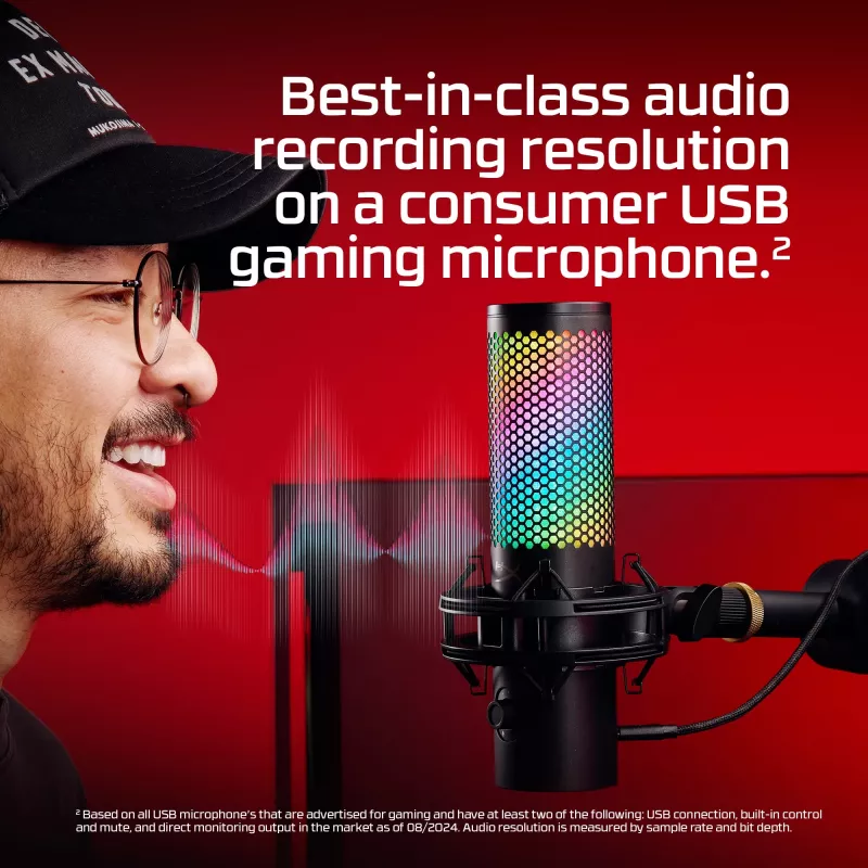 HyperX QuadCast 2 S - USB-mikrofon (must), lauamikrofon, -8 dB, 20–20000 Hz, 1 Ω, juhtmega, USB