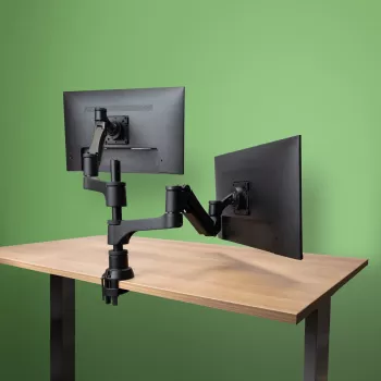 R-Go Tools Monitor arm R-Go Caparo Dual, for two monitors, adjustable with gas spring, 3-9 kg load capacity, 100% circular, Must