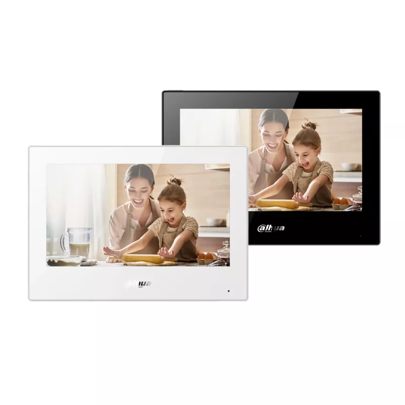 Video intercom display DAHUA VTH5321GB-W, 7 inch panel, 12 V DC, Wi‑Fi 802.11b/g/n, Ethernet 10/100 Mbps, 189.6×134.6×26 mm