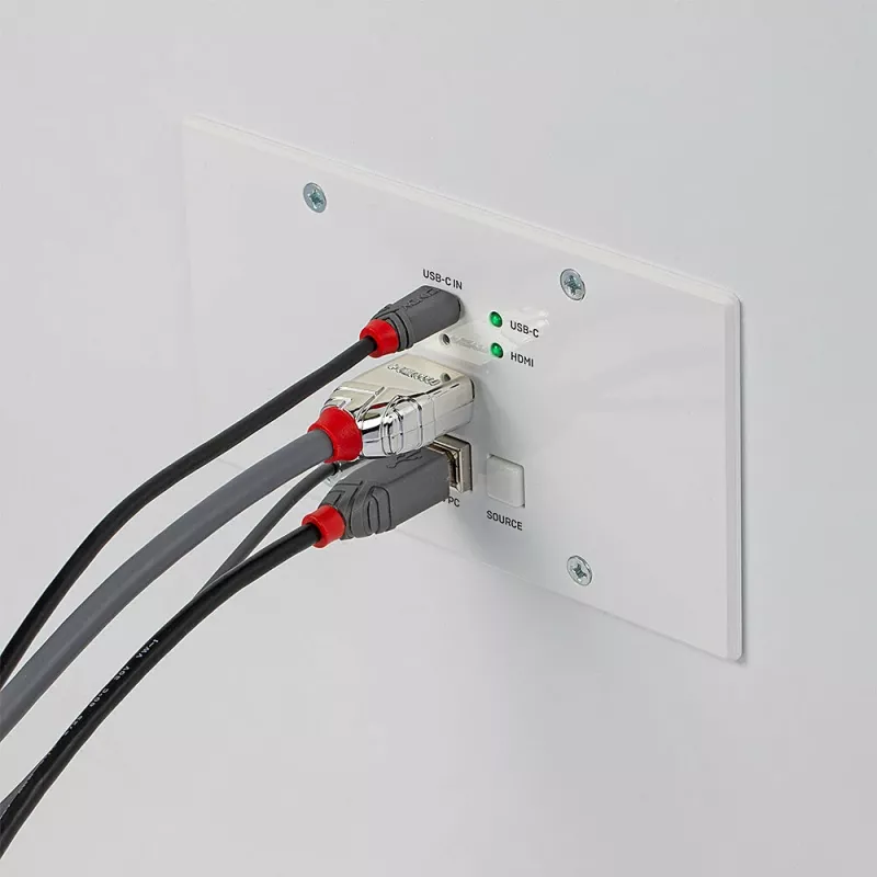 Lindy 150m Cat.6 HDMI 4K60 & Type C HDBaseT EU seinaplaadi KVM pikendaja, saatja