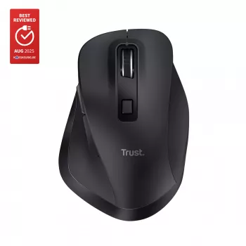 TRUST Fyda Office paremakäeline juhtmevaba hiir — RF + Bluetooth, optiline 2400 DPI, 6 nuppu, must